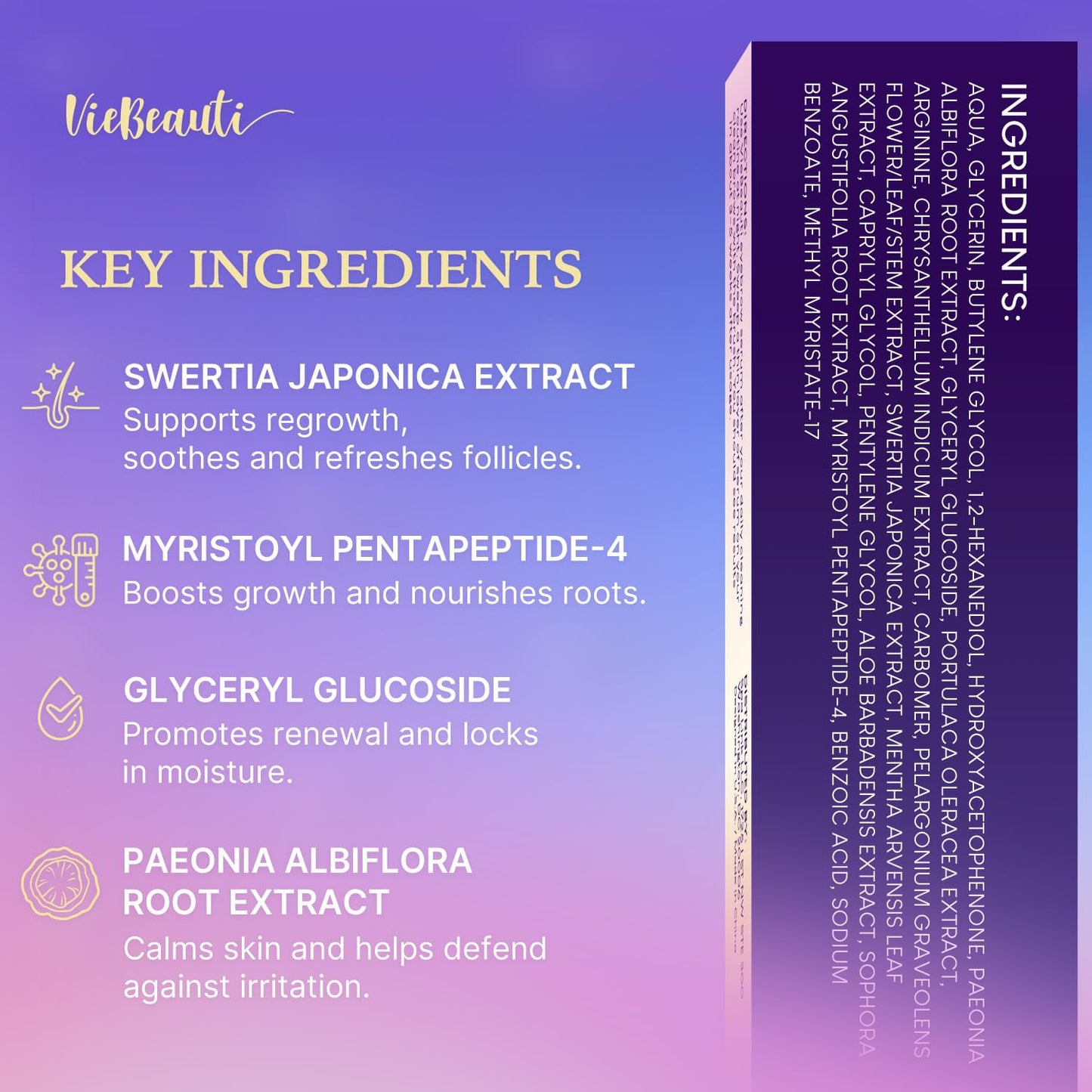 VieBeauti Lash Serum - Advanced Eyelash Growth Formula for Longer, Fuller Lashes | Vegan & Cruelty-Free, 3mL