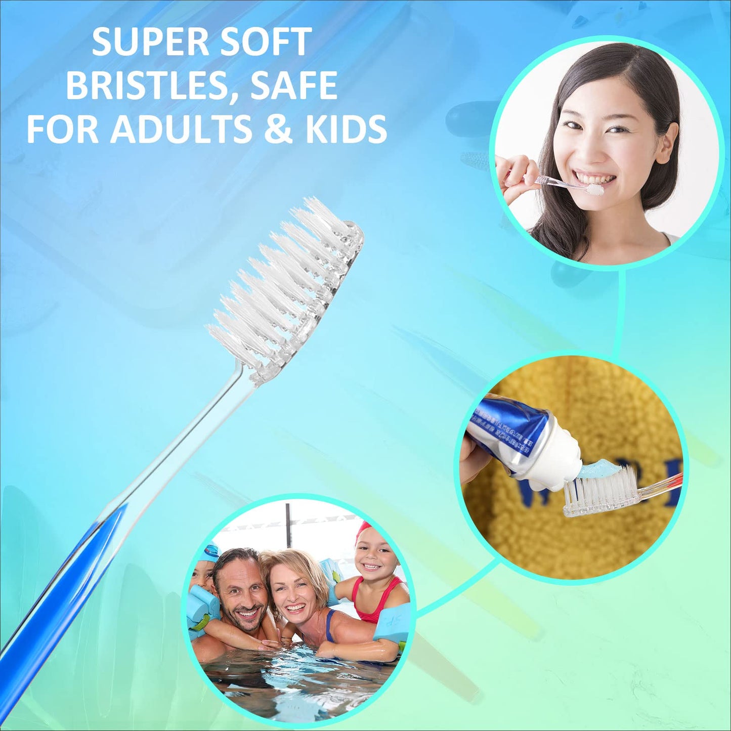 Honeydak 300 Pieces Disposable Toothbrushes Individually Wrapped Toothbrushes Medium Soft Tooth Brush Manual Travel Toothbrush Set for Adults Travel Toiletries, 6 Colors