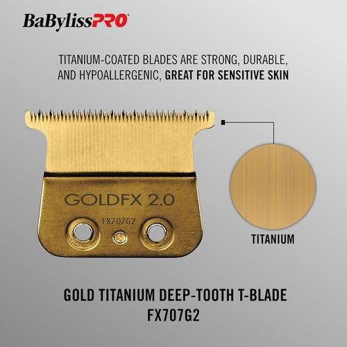 BaBylissPRO Barberology Deep Tooth Trimmer Blade - Gold Replacement for FX707G2 Hair Trimmers