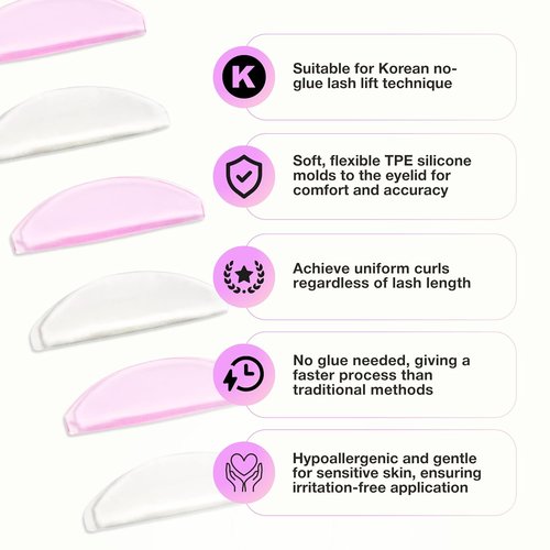 Curacoro Lash Lift Shields - 4 Pcs Self-Adhesive Silicone Pads for Eyelash Lifting & Perming