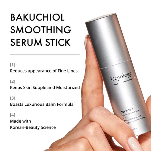Depology Bakuchiol Smoothing Serum Stick - Hydrating Facial Balm for Wrinkles & Fine Lines