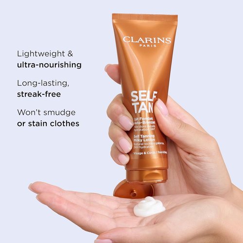 Clarins Self-Tanning Milky Lotion - Buildable, Streak-Free Tanner for Face & Body | 4.5 Ounces