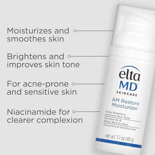 EltaMD Moisturizer Facial Kit - AM & PM Hydration with Gentle Daily Foaming Cleanser for Sensitive Skin