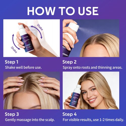 Hair Growth Serum Spray with Rosemary Oil, Biotin & Caffeine, Fast Absorbing Non-Greasy Scalp Serum for Fuller-Looking Hair, Alcohol-Free Nourishing Scalp Spray for Women & Men, 60ml