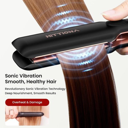 HITTIONA Flat Iron Hair Straightener - 1.75” Ceramic Infrared Ionic Design with Fast Heat-Up & Vibration Tech
