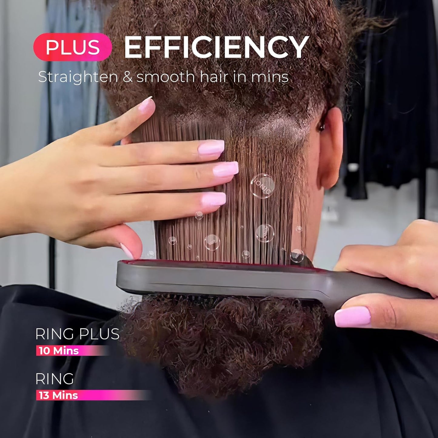 TYMO Ring Plus Ionic Hair Straightener Brush - Professional Styling Tool with Titanium Coating & 9 Temp Settings