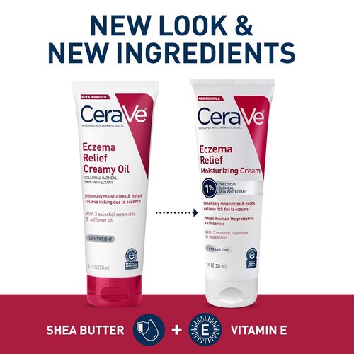 CeraVe Eczema Relief Cream - Moisturizing Formula with Colloidal Oatmeal & Shea Butter | 8oz, Steroid & Paraben Free