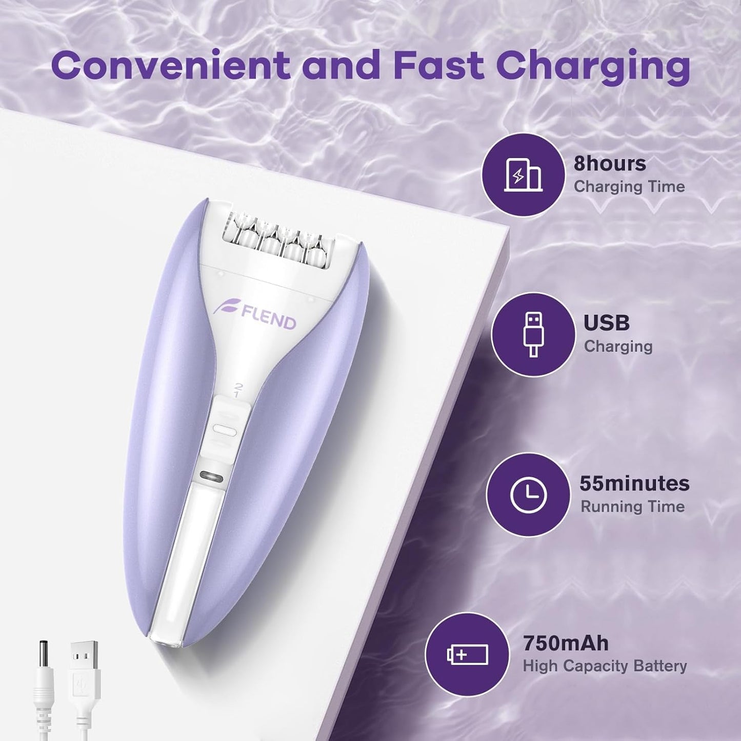 Skiennix Smooth Glide Epilator - Cordless Facial Hair Removal Device with 2 Speeds | Silent Design