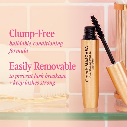 Grande Cosmetics GrandeMASCARA Conditioning Peptide Mascara - Extreme Volume & Length, Clump-Free Black, Lash-Friendly