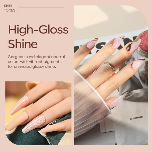 modelones Gel Nail Polish Kit -6 Colors Nude Pink Milky White Spring Gel Polish Set Skin Tones Neutral Brown Soak Off Gel Nail Kit Manicure DIY Nail Art Salon Home Gift