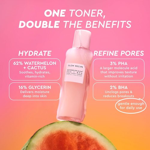 Glow Recipe PHA + BHA Face Toner - Korean Exfoliating Toner for Pores | Hydrating Watermelon & Cactus Water (150ml)
