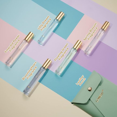 LOVERY Perfume Set - 5 Mini Travel Fragrances for Him & Her with Leather Pouch | 10ml Sampler Gift