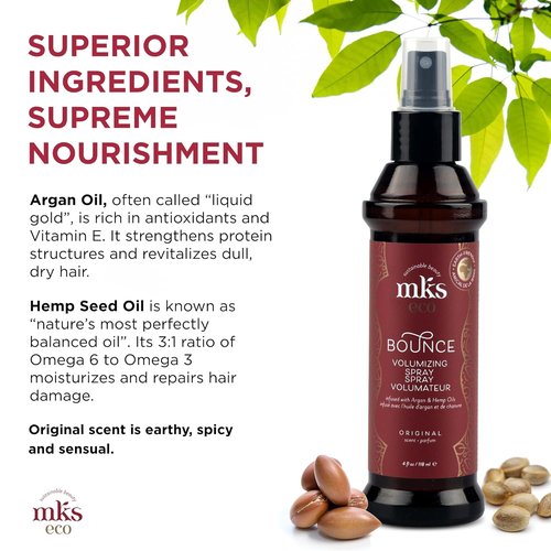 MKS Eco Bounce Volumizing Spray - Natural-Looking Weightless Volume - 4 fl oz | Moroccan Argan Oil & Hemp Seed Oil