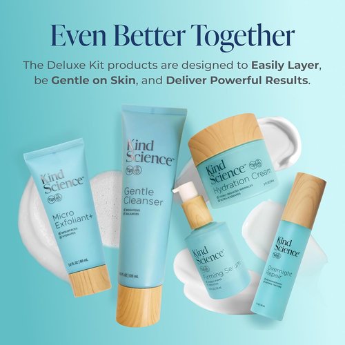 Kind Science 5-Piece Deluxe Anti-Aging Skin Care Set | Hydration & Exfoliation for Dry, Sensitive Skin