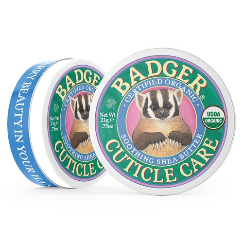 Badger Cuticle Cream, Deep Hydration for Dry, Cracked Cuticles & Hangnails, 100% Organic Cuticle Balm with Rich Shea Butter for Strong, Healthy Nails, Non-Greasy Cuticle Oil, .75oz Tin