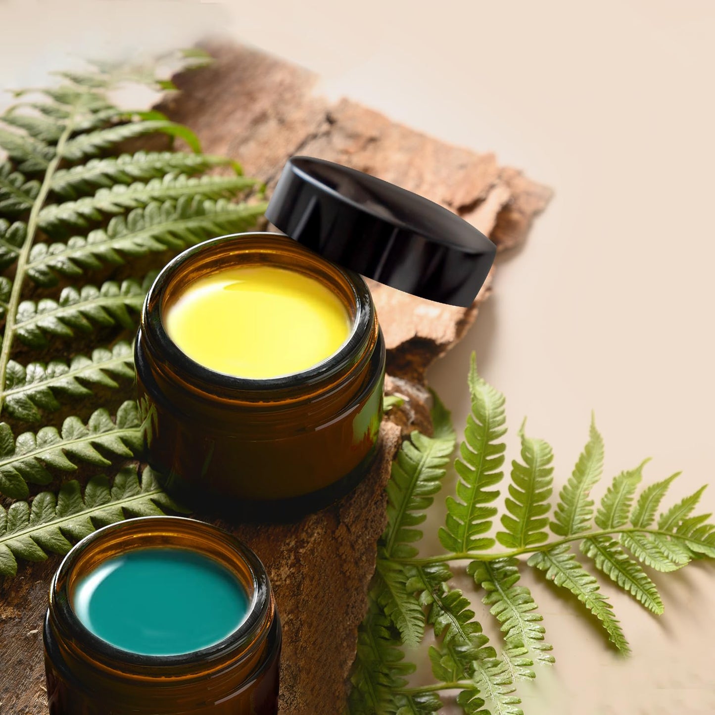 IRON BILL 2 Oz Amber Round Glass Jars with Inner Liners and Gold Lids(12PCS) Empty Cream Containers Refillable Cosmetic Vials for Cosmetics, Lotions, Ointment, Body Scrubs & Balms