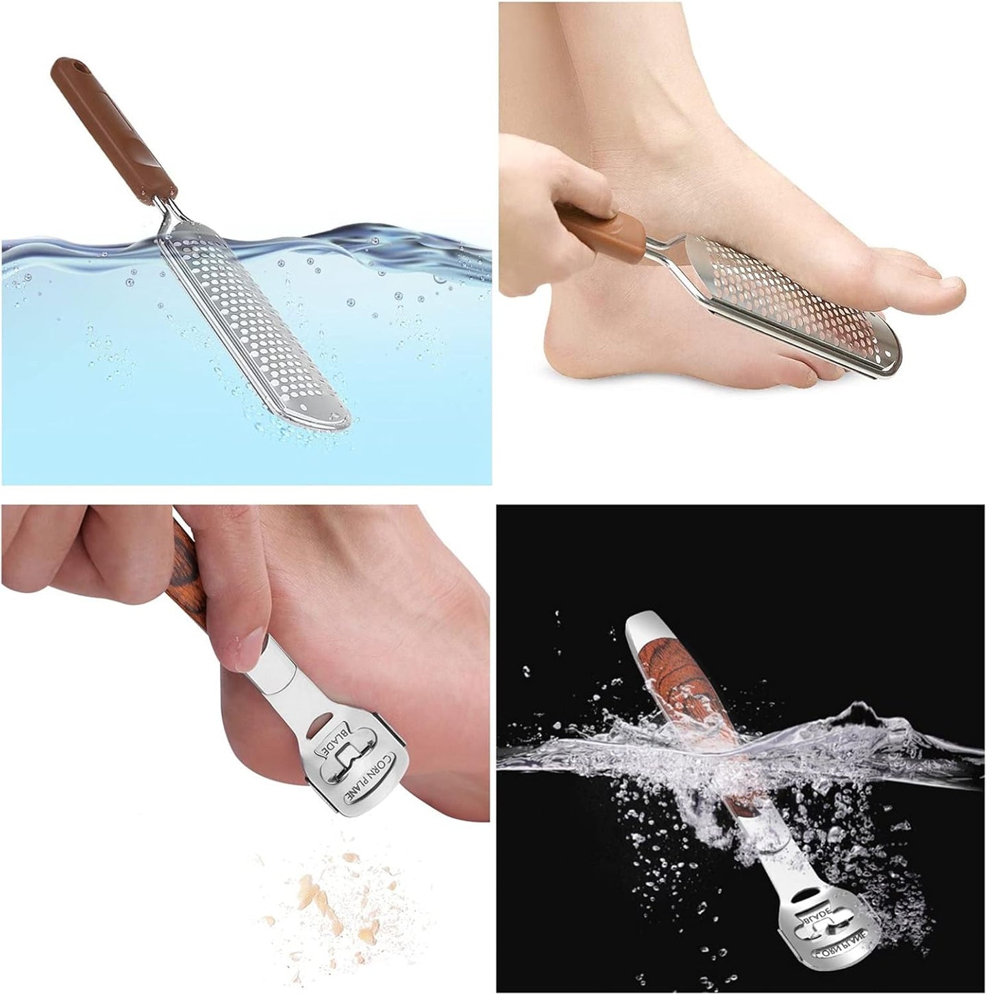 Skiennix Colossal Foot Rasp & Callus Shaver Kit - 10 Replacement Heads & Wood Handle for Smooth Feet