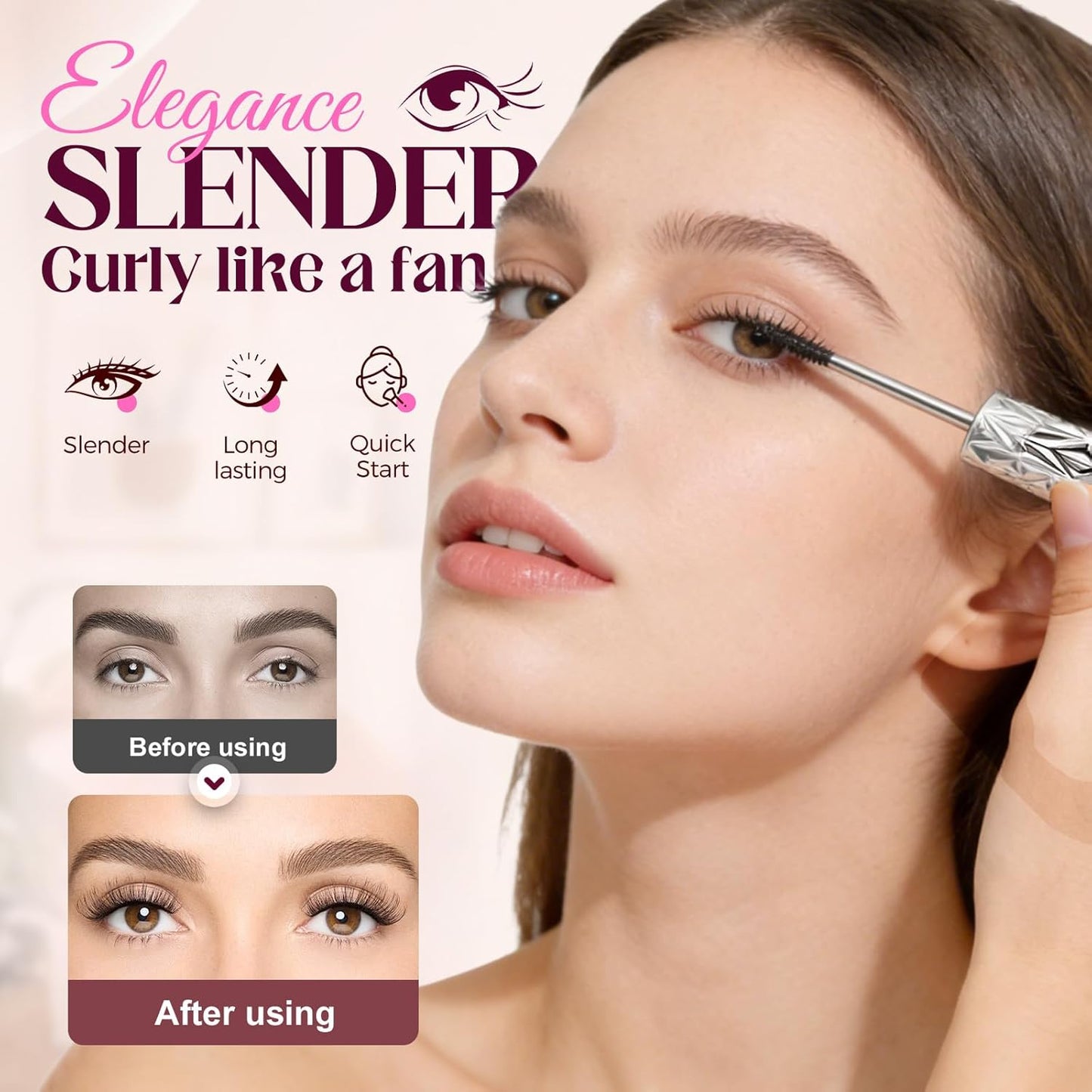 Skiennix Eyelash Primer - Tubular Waterproof Volumizing Mascara with Metal Wand | Black, 2026 Edition