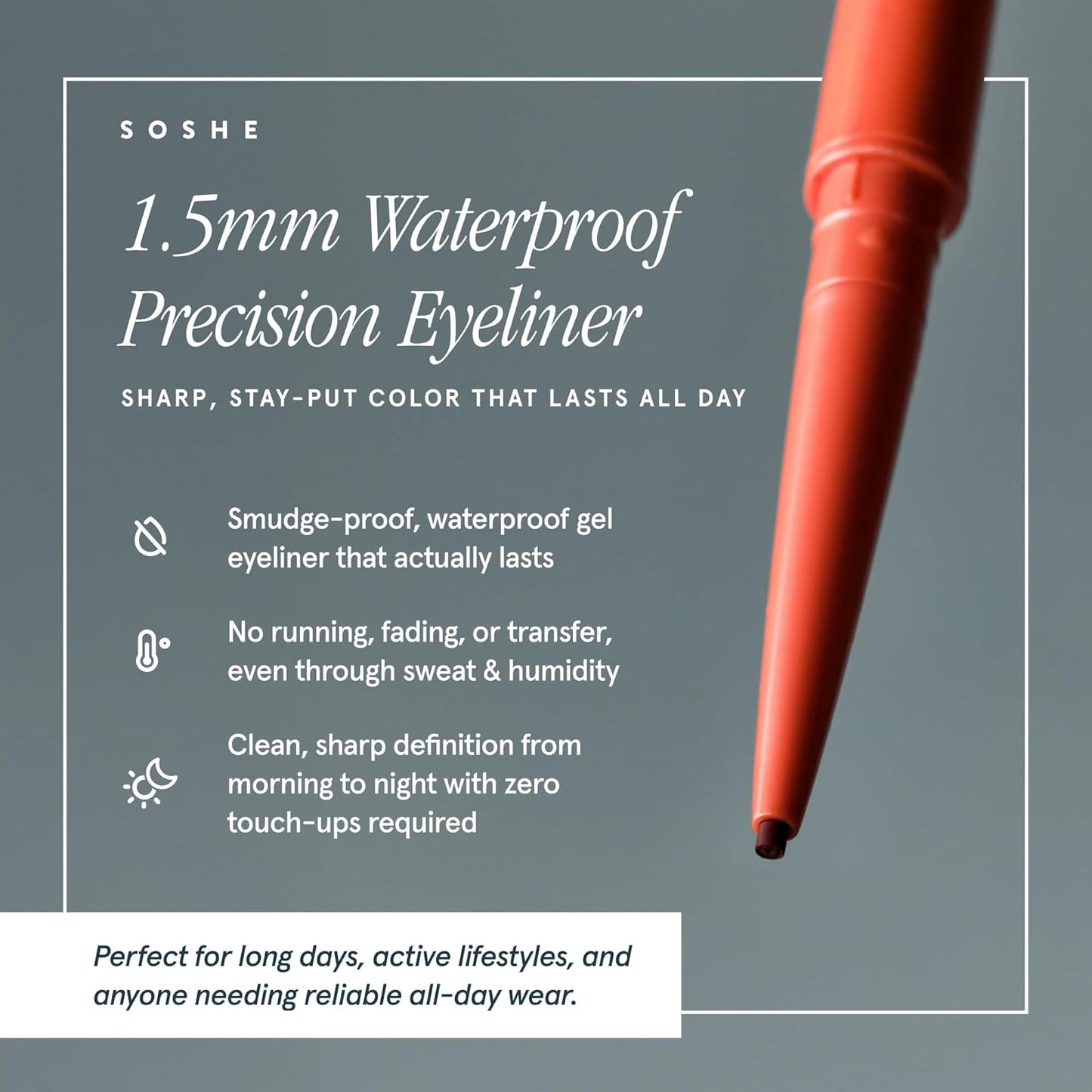 SOSHE Beauty Waterproof Precision Eyeliner - 1.5mm Smudge-Proof Gel Liner | Easy Refills | Lovesick Burgundy Brown
