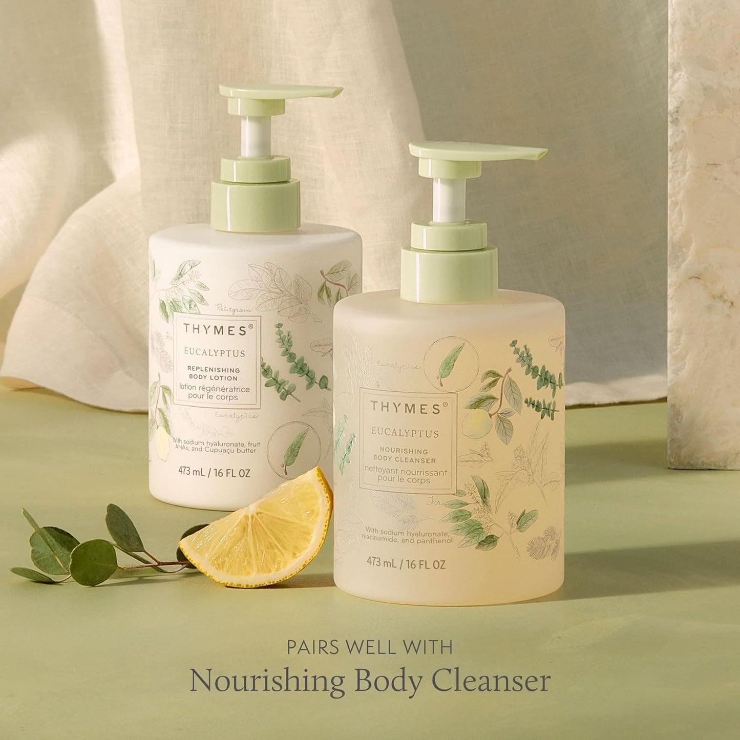 Thymes Replenishing Body Lotion - Moisturizing Formula for Dry Skin - Eucalyptus & Citrus Scent (16 fl oz)