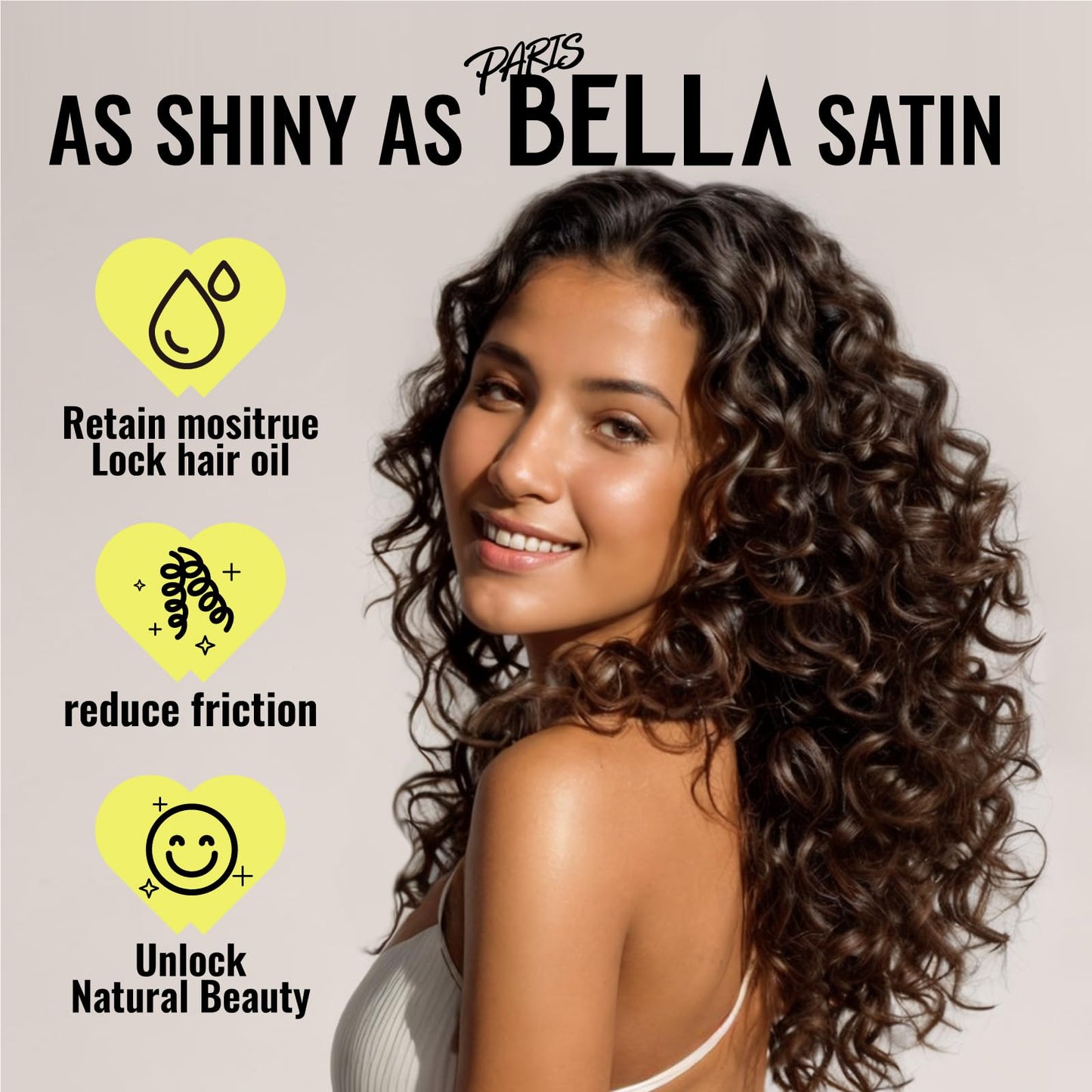 PARISBELLA Reversible Smooth As Silk Satin Bonnet For Sleeping, Adjustable Satin Sleep Cap for Curly Hair, Chic Satin Hair Wrap With Scrunchy, Pale Pink, Large, Pack of 1