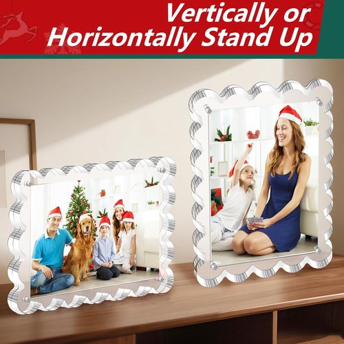 Magnetic Acrylic Picture Frames by [Brand Name] - 5x7 Inch Freestanding Scalloped Design for Desktop Display