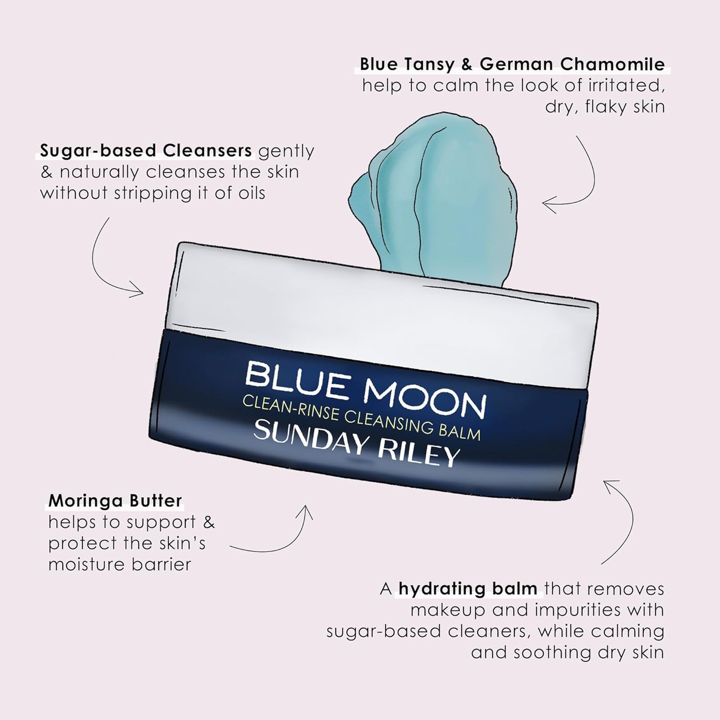 Sunday Riley Blue Moon Cleansing Balm - Gentle Makeup Remover | 3.5 Fl Oz