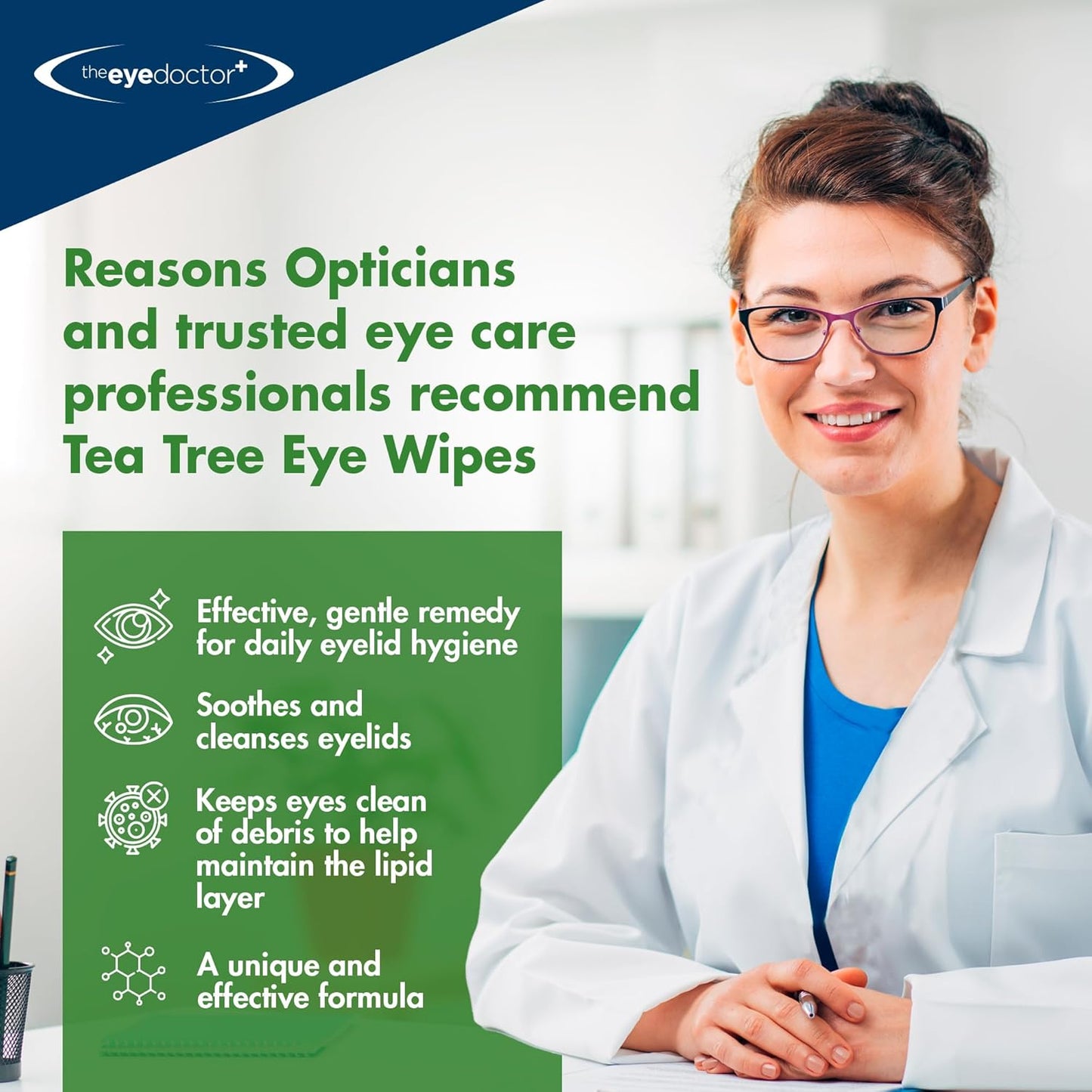 The Eye Doctor Tea Tree Oil Eyelid Wipes - 40 Single-Use Wipes for Daily Eye Care - Soothing & Refreshing Cleanser