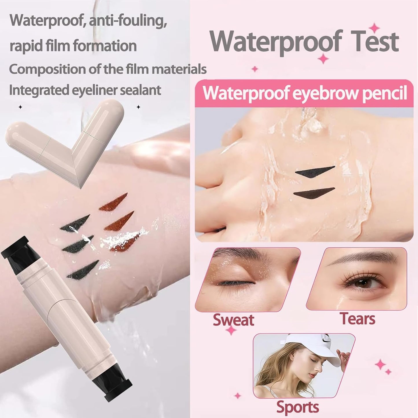 Skiennix Foldable Eyeliner Stamp - Quick Dry Smudge-Proof Gel Liner for Effortless Makeup (Brown)