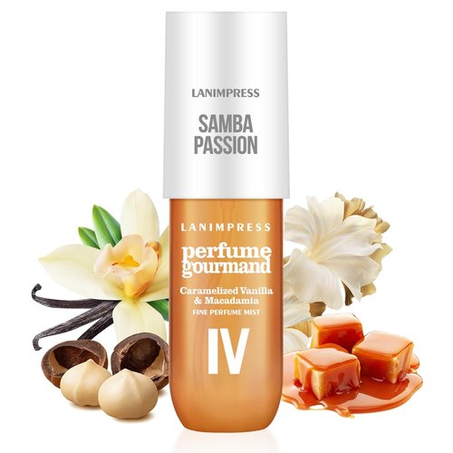 Regine Switzerland Hair Mist & Body Spray - Amber Gourmet Perfume, Travel Size 3 FL OZ | Sweet Scent with Macadamia, Caramel & Coconut Notes