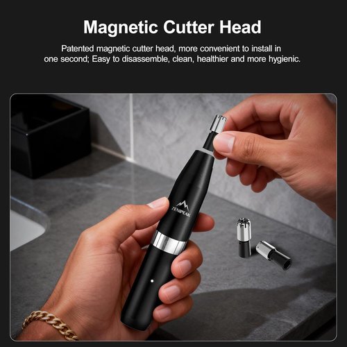 Professional Nose Hair Trimmer for Men & Women, USB-C Rechargeable Electric Ear & Nasal Clipper, Micro-Vacuum, Painless 8000 RPM, 3 Patented Magnetic Heads, Waterproof Travel Kit.