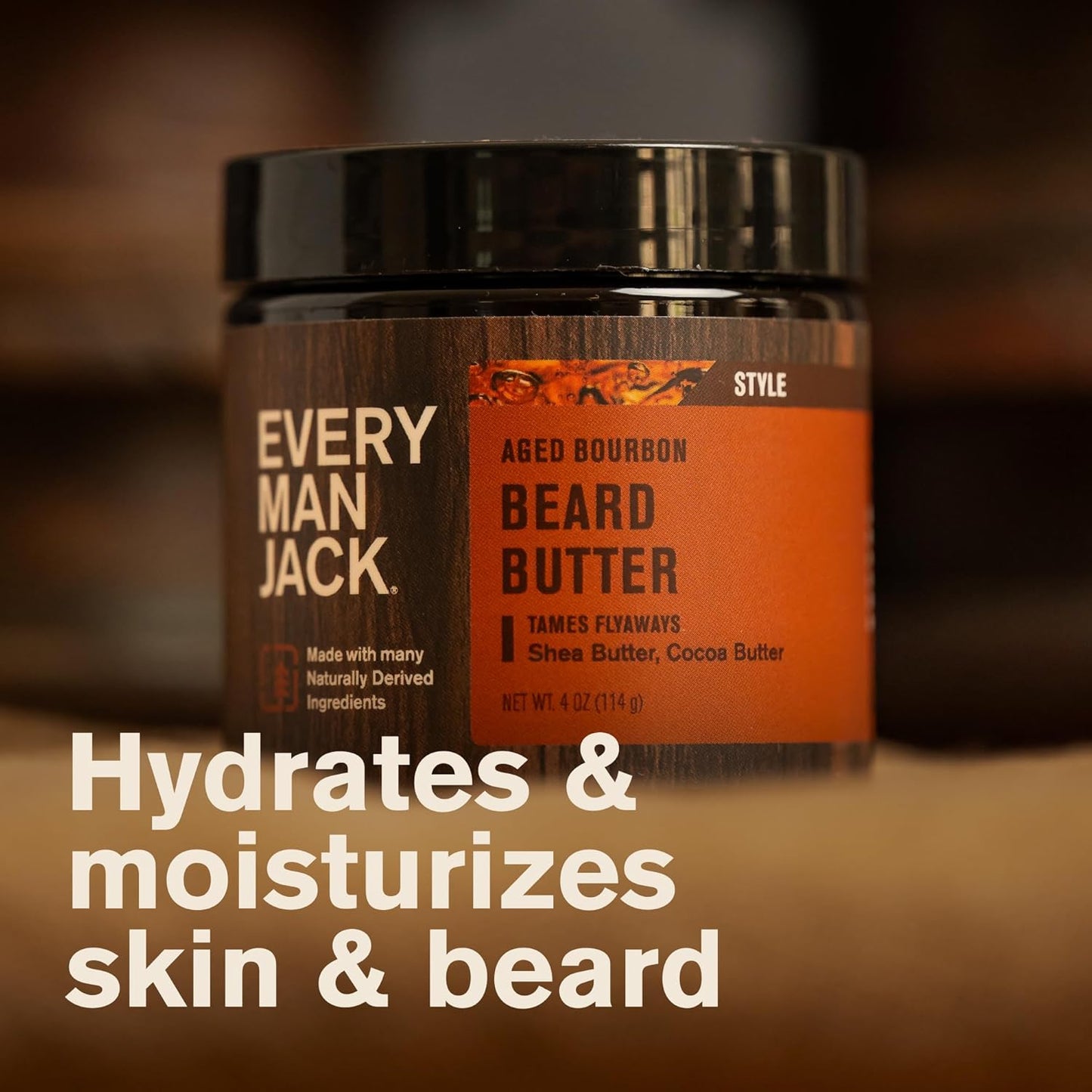 Every Man Jack Beard Softening Butter - Aged Bourbon Scent - Hydrates & Styles Dry Beards - 4 oz (2 Pack)