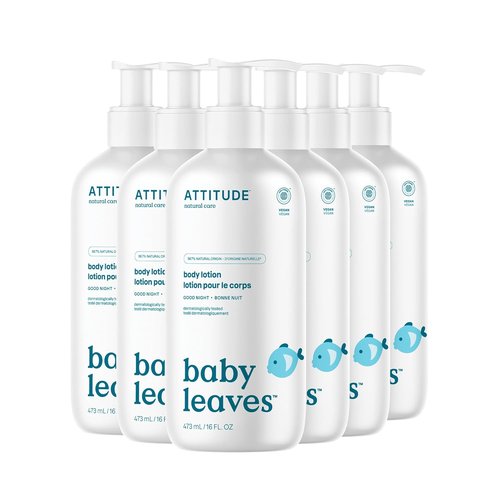 ATTITUDE Baby Lotion - EWG Verified Moisturizer | Vegan & Cruelty-Free Good Night Cream, 16 Fl Oz (Pack of 6)