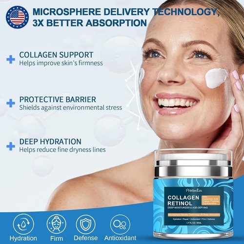 Regine Switzerland Retinol Collagen Face Moisturizer - Anti-Aging Cream with Hyaluronic Acid | 1.7 fl oz