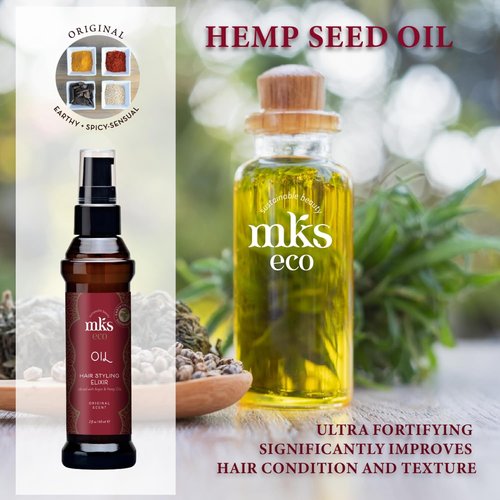 MKS Eco Oil - Hair Styling Elixir with Moroccan Argan & Hemp Seed Oils - Nourish, Control Frizz, Vegan