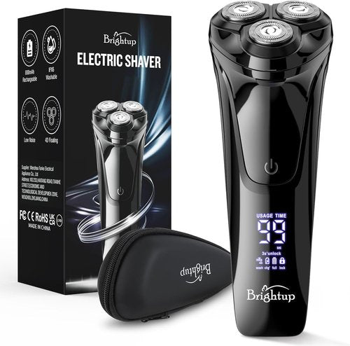Brightup Electric Razor - Wet & Dry Shaver for Men with 4D Flex Blades, USB Charging & Travel Case