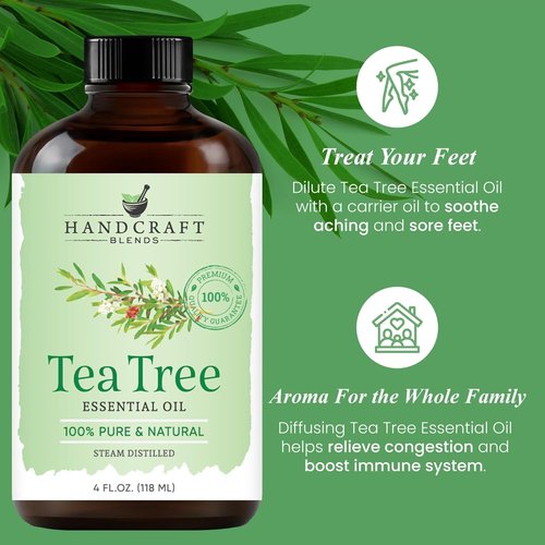 Handcraft Blends Tea Tree Essential Oil - 100% Pure & Natural - 4 Fl Oz for Diffuser, Aromatherapy & Skin Care
