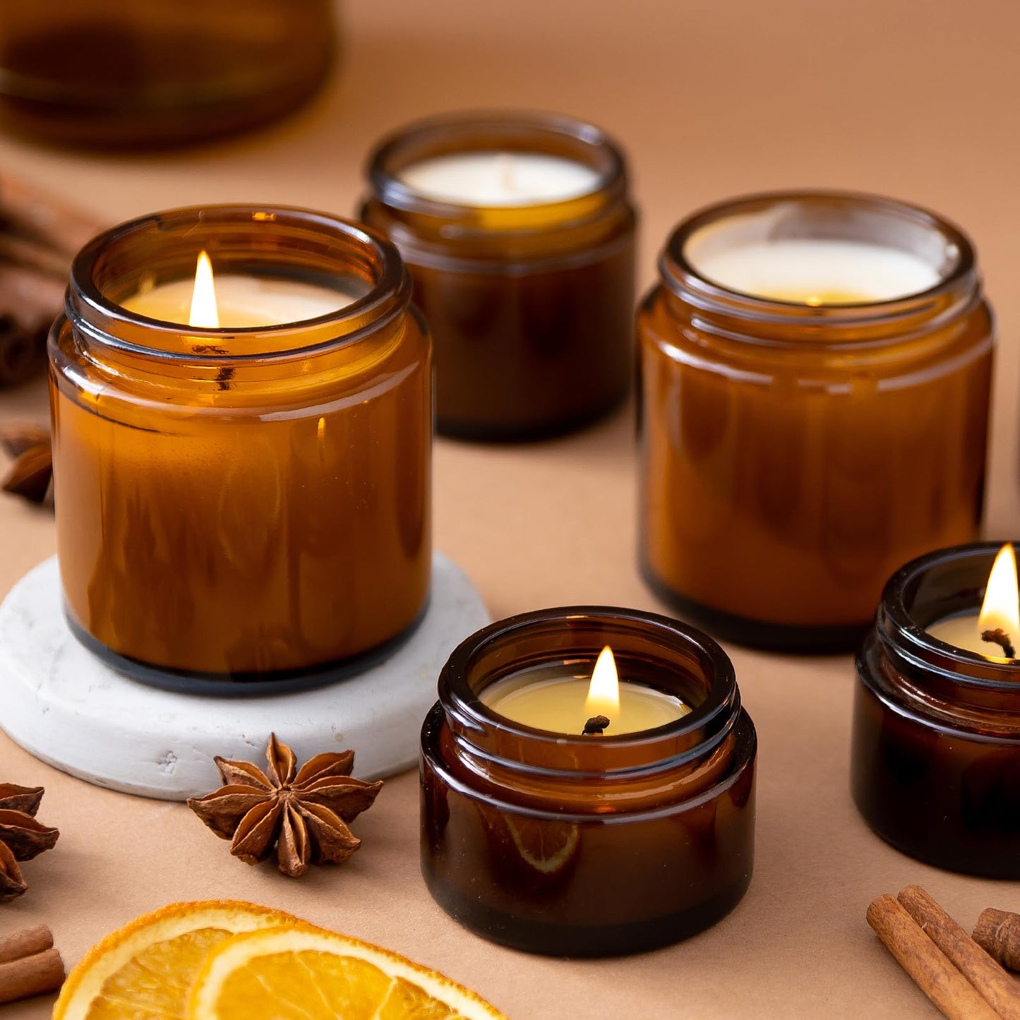 KEYWING 4oz Small Glass Jars with Black Lids, 24 Pack Amber Empty Cosmetic Containers Round Glass Jar with Inner Liners for Lotions, Powders and Ointments