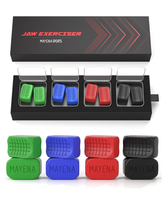Mayena Jaw Exerciser for Men & Women | 4 Resistance Levels Silicone Jawline Exerciser Tablets| Core Strength Upgraded Model | Powerful Jaw Trainer for Multi-Level Users | Slims& Tones the Face