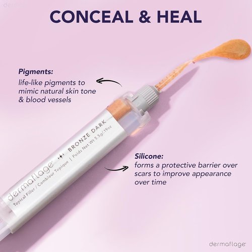 Dermaflage Scar Filler Kit - Waterproof Concealer for Deep Scars & Wrinkles - Bronze Dark, 1 Month Supply