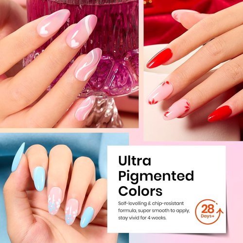 Beetles Summer Gel Polish Set - 20 Colors Red Green White Black Nude Summer Gel Nail Polish with Base Top Coat Trendy Colors Uv LED Lamp Salon DIY at Home Nails Gifts for Women Vibrant Subtle