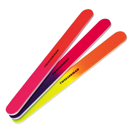 Tweezerman Neon Hot Nail Files - Assorted Colors for Perfectly Shaped Nails | Pack of 3