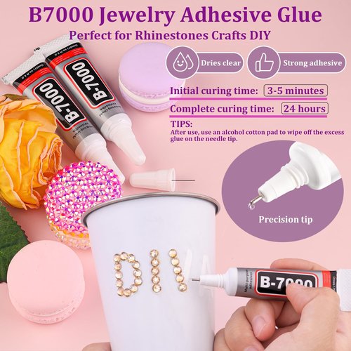 25000Pcs Resin Rhinestones for Crafting, Champagne 2-6mm Mixed Sizes Non Hotfix Flatback Gems with 1Pcs Glue, Bedazzling Crystal for DIY Craft Clothing Mugs Tumblers Shoes Fabric Decor Nail Art