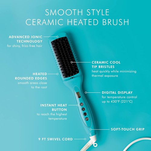 Moroccanoil Smooth Style Ceramic Heated Brush - Perfect Defense Bundle for Frizz-Free Hair