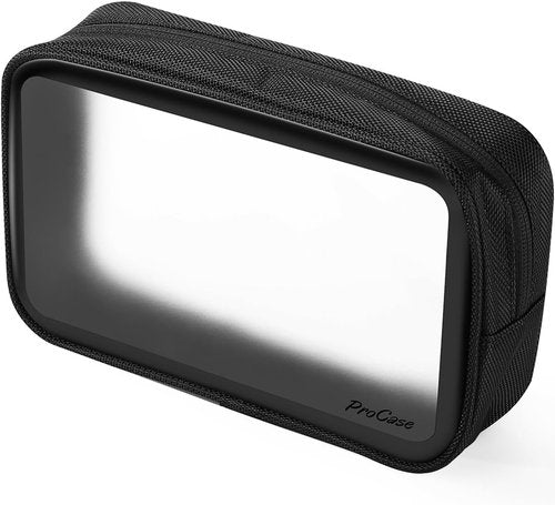 ProCase Travel Toiletry Bag - TSA Approved Matte Clear Organizer for Airport Carry-On - Black