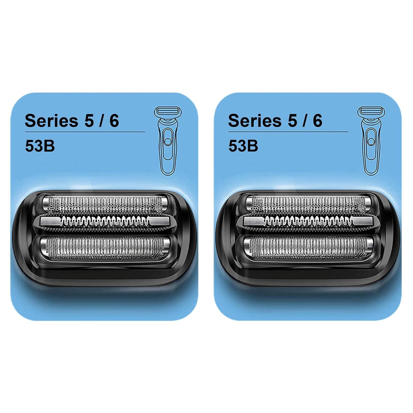 Braun Series 5/6 53B Replacement Head - Compatible Foil Shaver Blades for New Braun Razors (2 Count)