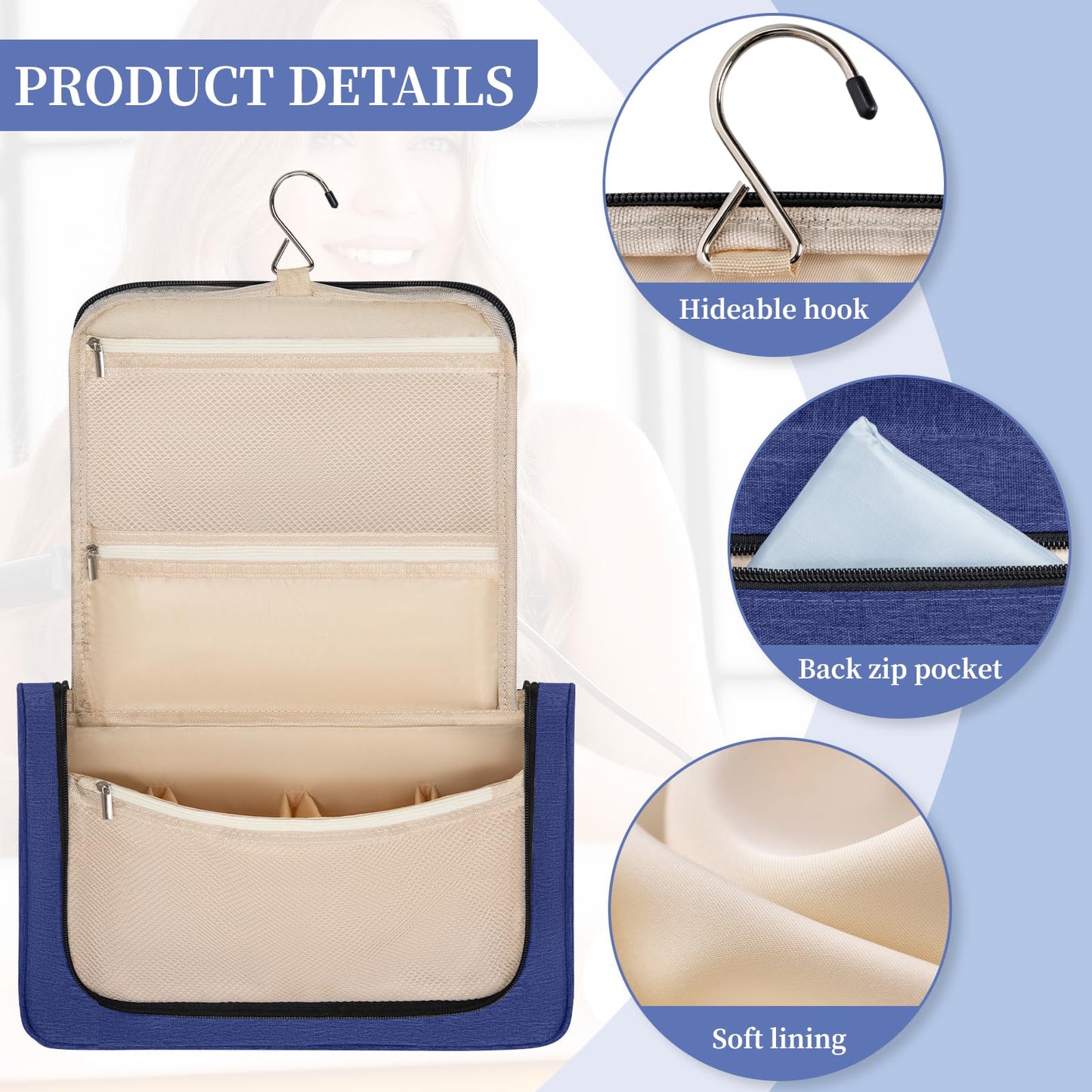 WELIDAY Travel Storage Bag Compatible with Dyson Airwrap Styler, Portable Travel Organizer for Hair Curler and Attachment with Multi-pockets (Front Open Design, Blue)