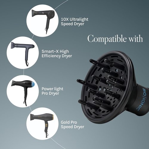 Bio Ionic Universal Diffuser - Fast-Drying Hair Dryer Attachment for Frizz Control & Shine | Fits 2.25" Blow Dryers