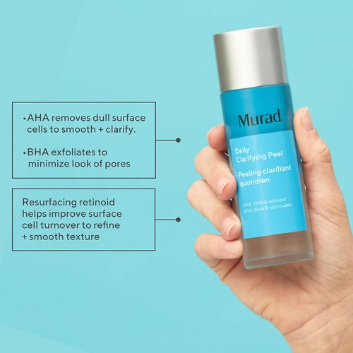 Murad Daily Clarifying Peel - AHA/BHA Exfoliating Liquid with Retinoid & Salicylic Acid for Smooth, Hydrated Skin - 3.2 Fl Oz