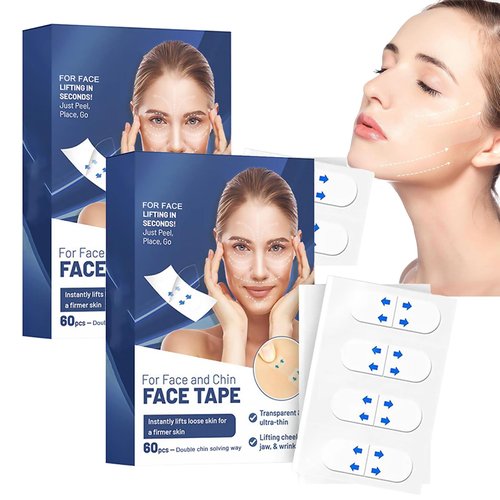 120Pcs Face Tape Lifting Invisible, Instant Face Lifting Sticker, Face Lift Tapes and Bands for Jowls, V-Shaped Instant Face Tapes for Double Chin